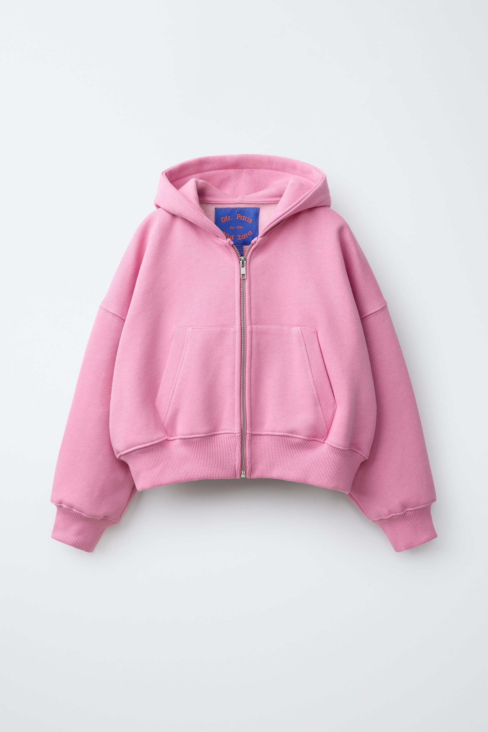 トップス Pink Hoodie Sweatshirt 0FR. PARIS X ZARA EMBROIDERED ZIP-UP HOODIE - Pink | ZARA United