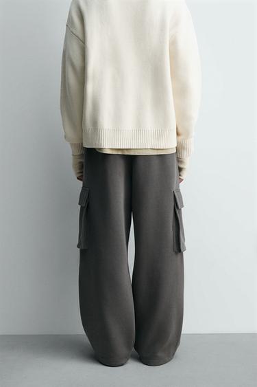 PANTALON CARGO EFFET NÉOPRÈNE À PLIS - Bleu / Gris de Zara - Image 2