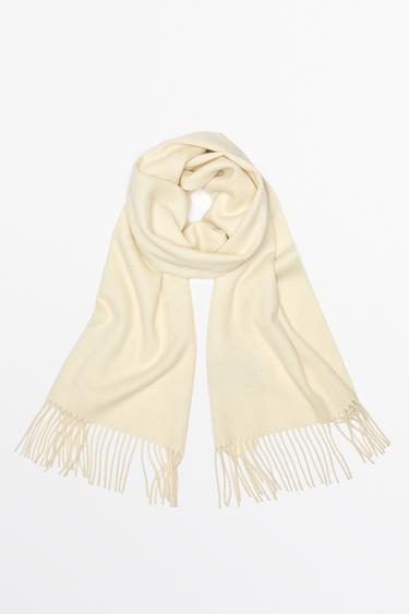 Fringed 100% cashmere knit scarf — Biscuit 2