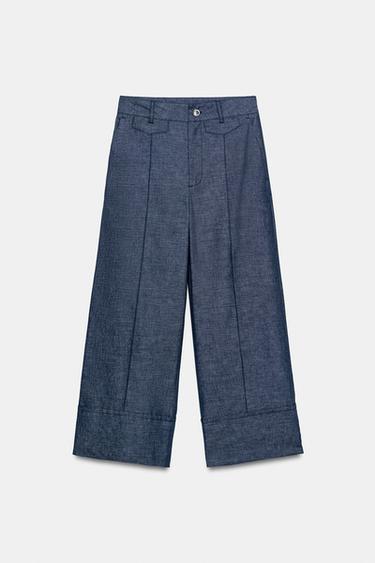 LINEN BLEND CULOTTES - Blue by Zara - Image 5