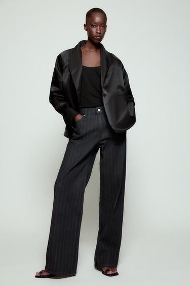 JEANS TRF RAYAS TIRO BAJO - Índigo oscuro de Zara