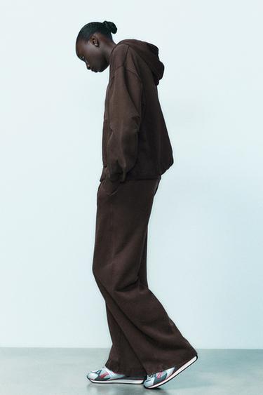 PANTALON DROIT EN MOLLETON - Marron de Zara - Image 2
