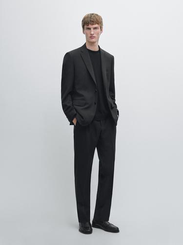 Pantalon de costume en laine - Noir de Zara