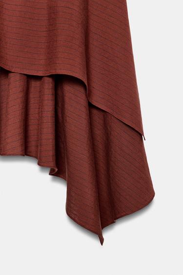 ROBE ASYMÉTRIQUE À RAYURES ZW COLLECTION - brique foncée de Zara - Image 7