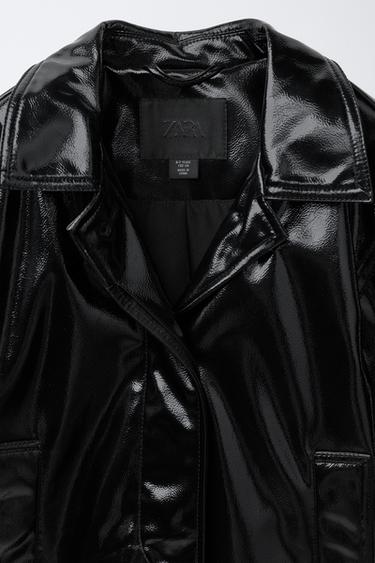BLOUSON EN MATIÈRE SYNTHÈTIQUE - Noir de Zara - Image 6