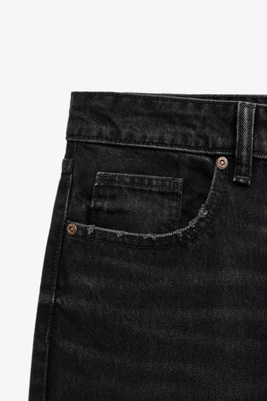 TRF WIDE-LEG MID-RISE FULL LENGTH JEANS - Black by Zara - Image 4