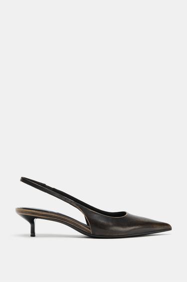 Zara LEATHER SLINGBACKS - Brown