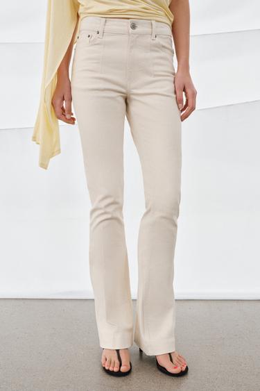 ZW COLLECTION MID-WAIST BOOTCUT JEANS - Ecru by Zara - Image 1