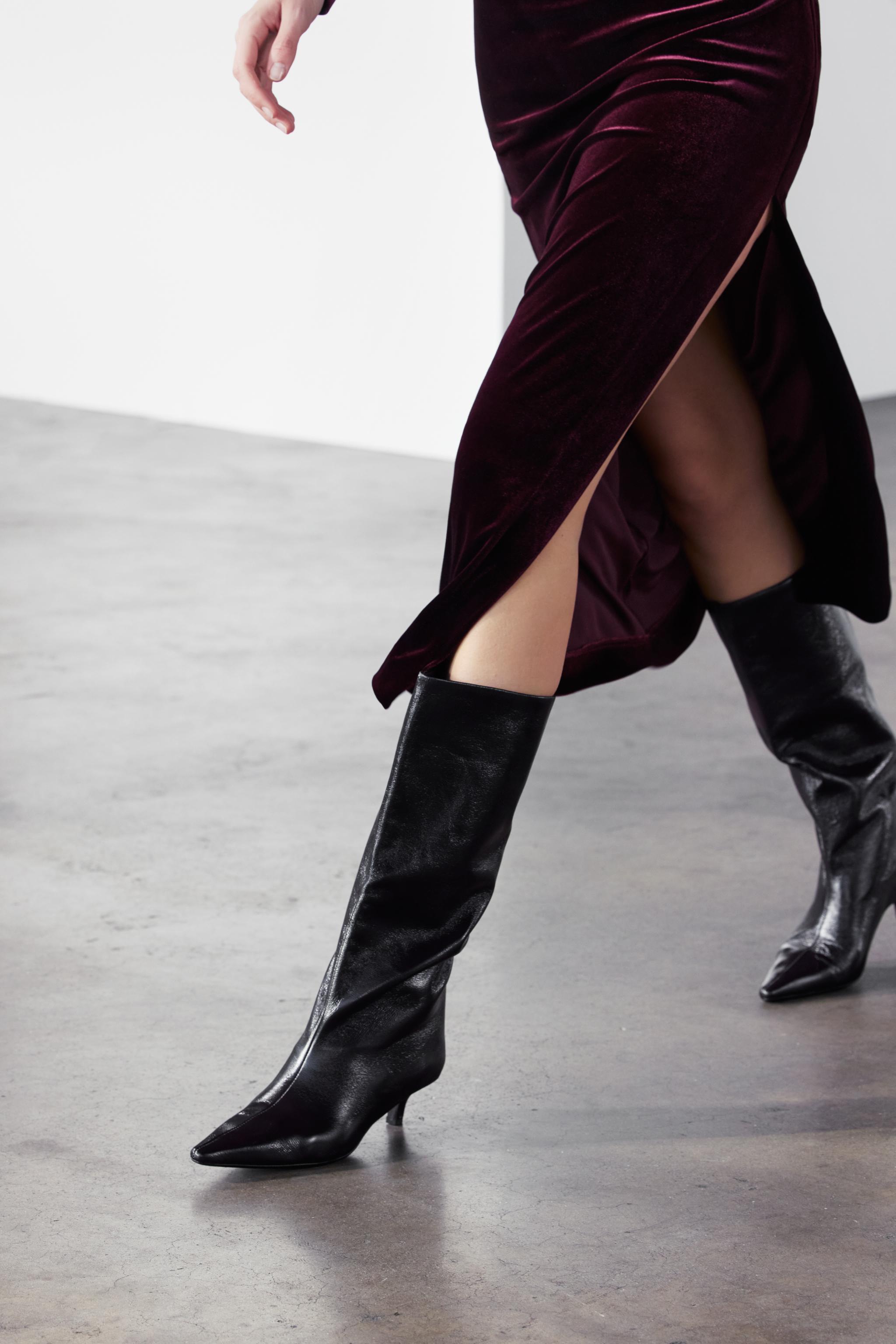 DRAPED VELVET DRESS ZW COLLECTION - Burgundy | ZARA United
