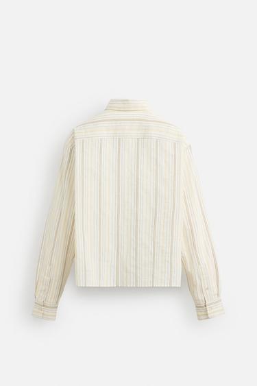 CHEMISE RAYURES CONTRASTÉES - Blanc cassé de Zara - Image 7
