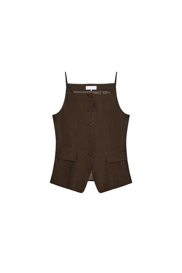 Zara SHINY EFFECT VEST - Brown