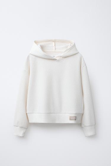 RIB KNIT SOFT TOUCH HOODIE - Ecru by Zara