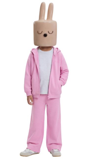 Zara WIDE LEG INTERLOCK RAISED TEXT PANTS - Pink / Lilac