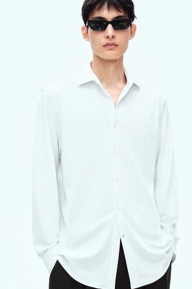 Zara 彈性紋理襯衫 - 白色