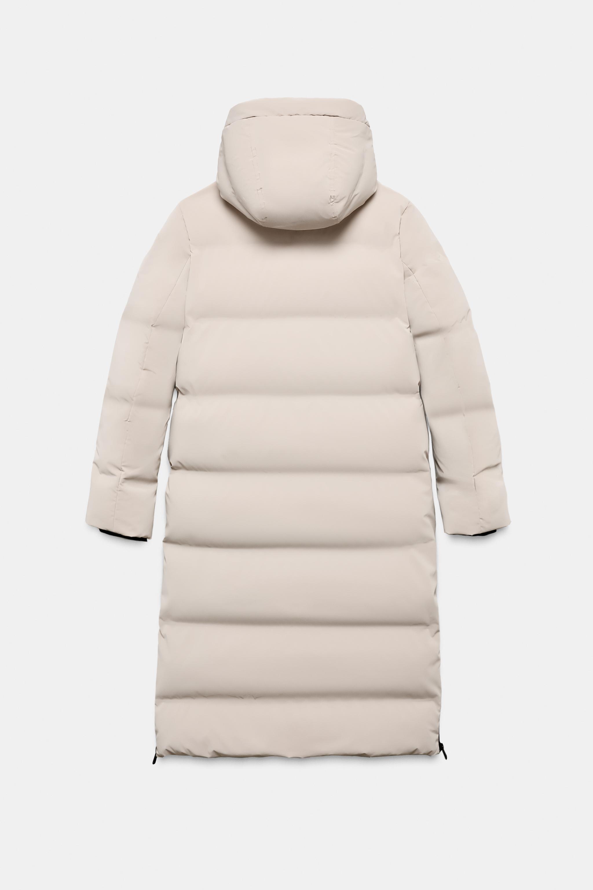 LONG RUBBERIZED WINDPROOF HOODED ANORAK - Light beige | ZARA