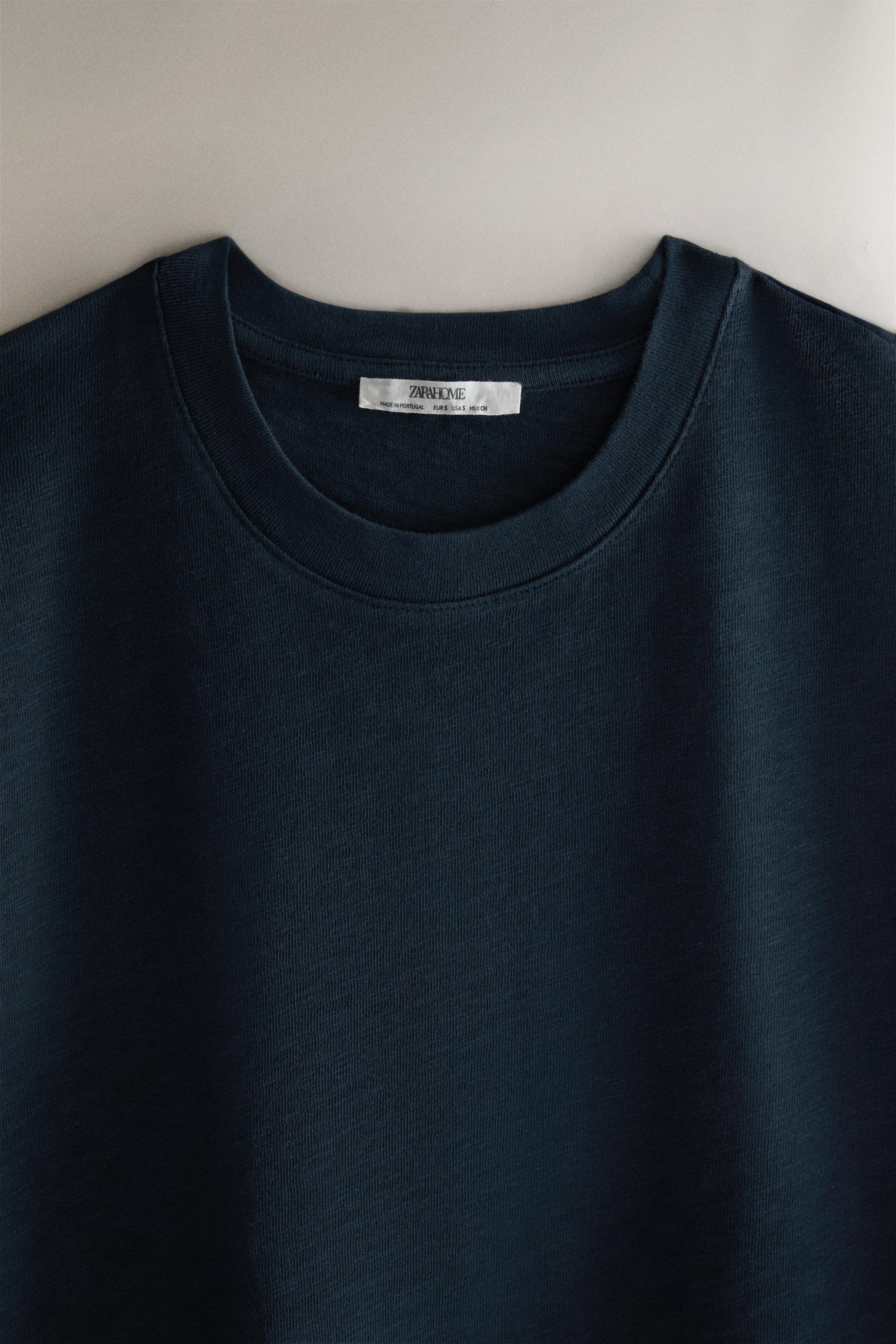 SHORT SLEEVE COTTON T-SHIRT — Blue