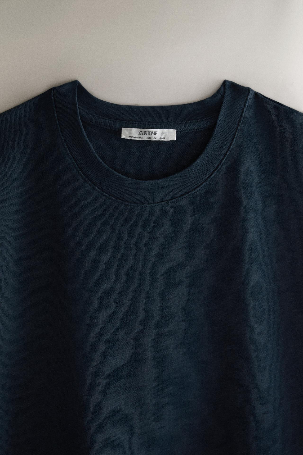 SHORT SLEEVE COTTON T-SHIRT — Blue