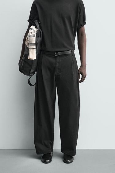 Zara 寬管休閒長褲 - 黑色