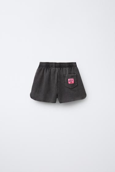 SMILEYWORLD ® WASHED-EFFECT PLUSH BERMUDA SHORTS - Anthracite grey by Zara - Image 1
