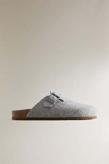 SABOT FEUTRE BOUCLE - Gris de Zara
