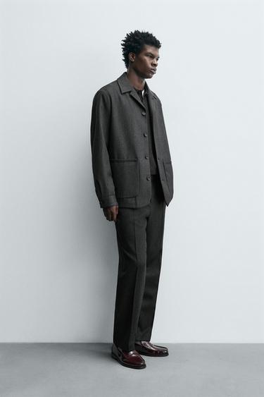 SURCHEMISE 100% LAINE POCHES - Gris anthracite de Zara - Image 3