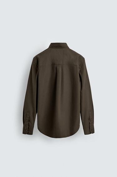 CHEMISE REGULAR FIT POPELINE - Marron foncé de Zara - Image 7
