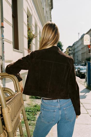 VESTE COURTE 100 % CUIR - Marron foncé de Zara - Image 2