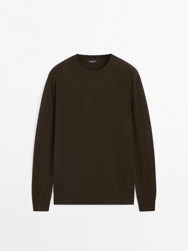 Jersey punto mezcla algodón - Khaki oscuro de Zara