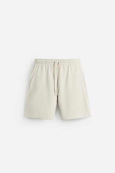 Zara TEXTURED TECHNICAL SHORTS - Stone