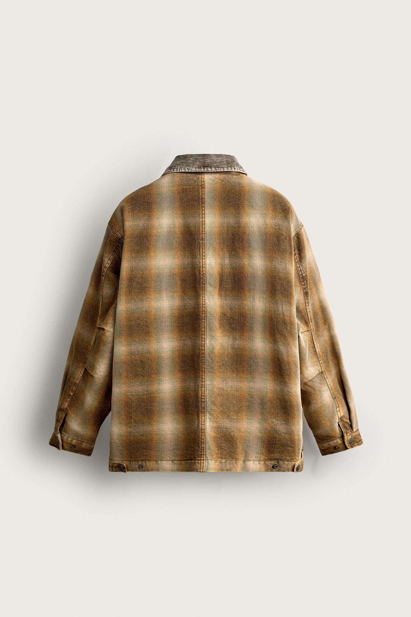 Мужская куртка Zara Washed Quilted Check, цвет: Жёлтый — фото 8