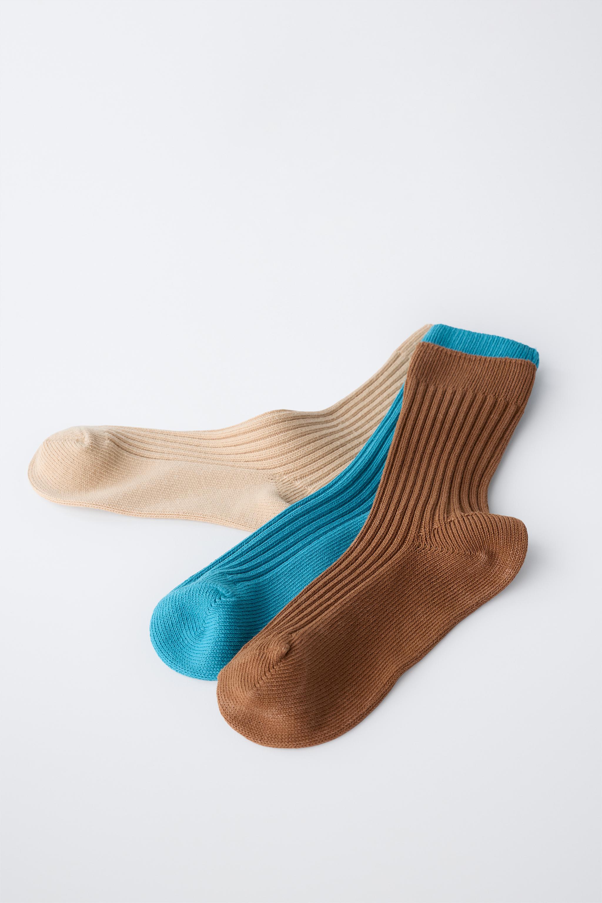 STORIESZ - THREE-PACK OF TALL RIBBED COTTON SOCKS
