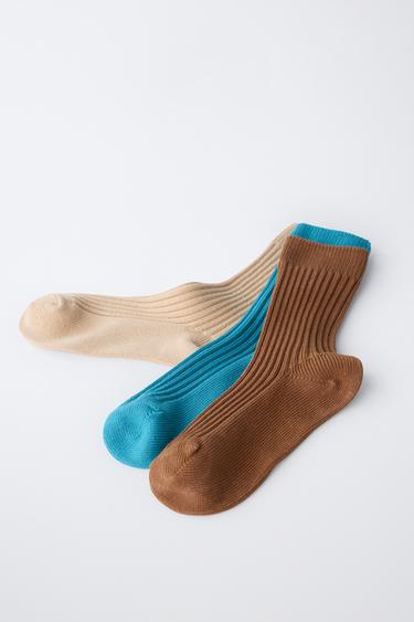 STORIESZ - 3-PACK RIBBED LONG SOCKS WITH COTTON - Multicoloured by Zara - Image 1