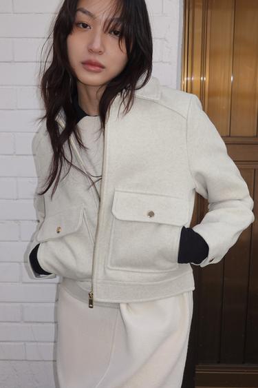 SOFT ZIP-UP JACKET - Ecru by Zara