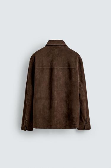SURCHEMISE EN CUIR DAIM À POCHES - Marron de Zara - Image 7