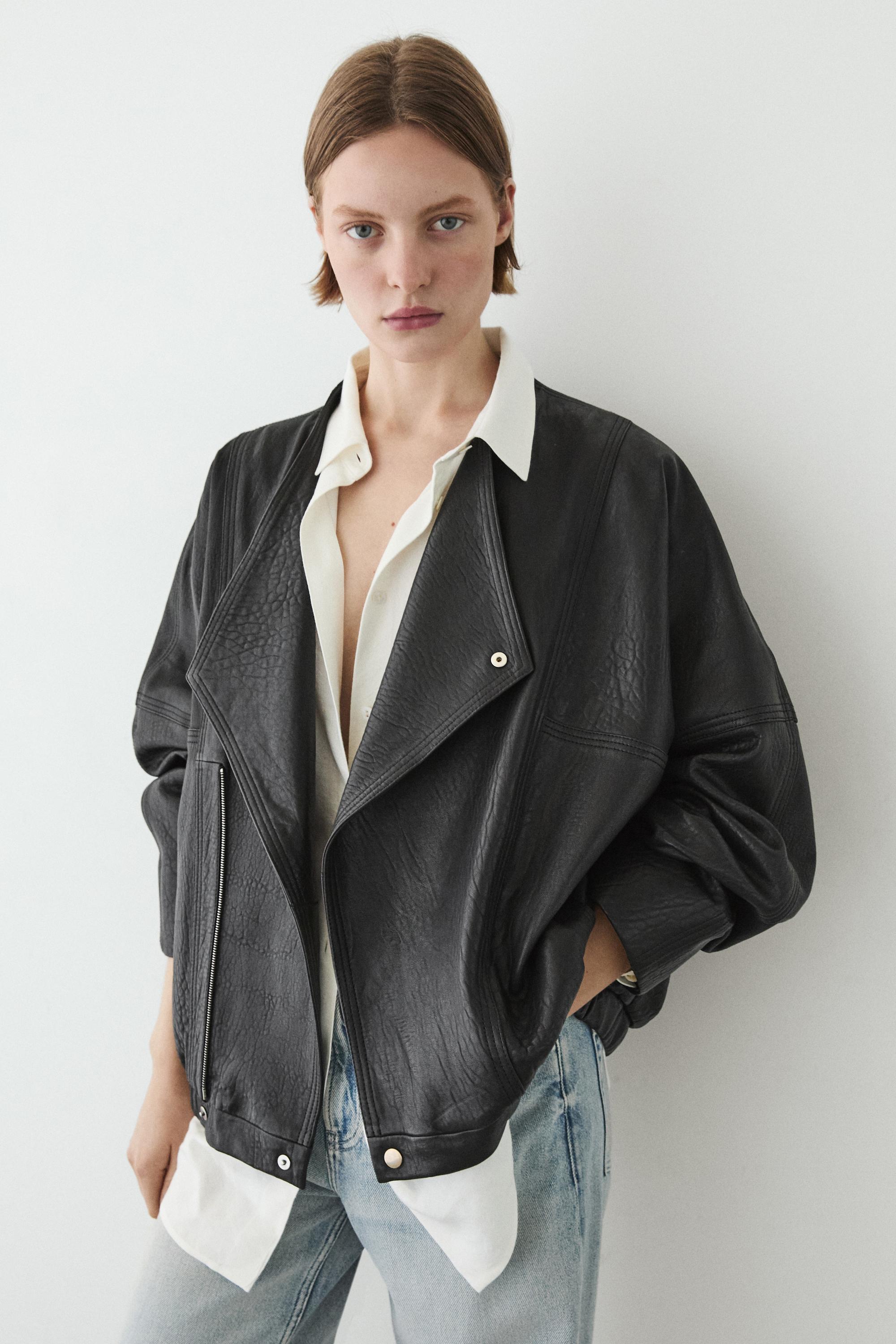 Leather bomber jacket