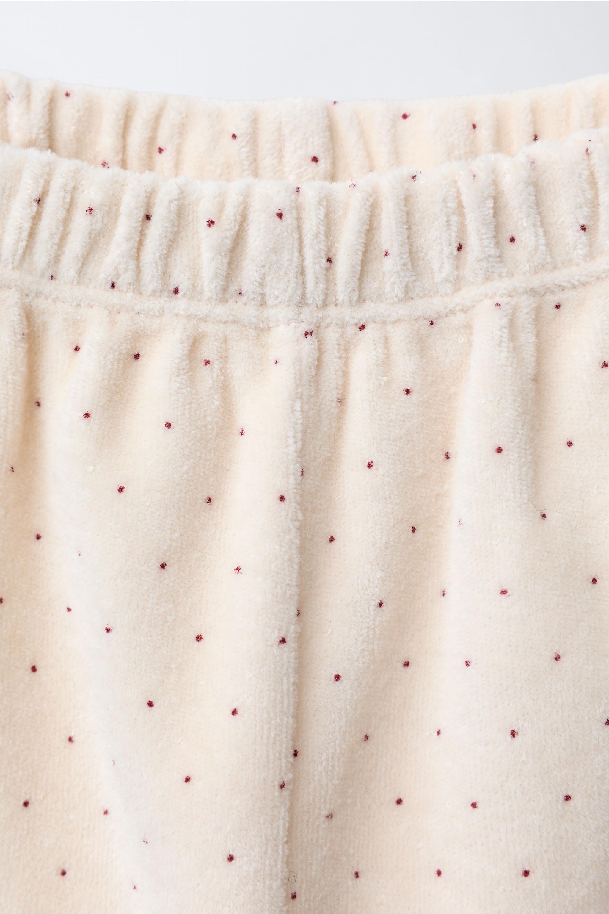 PANTALON BAGGY EN VELOURS À POIS