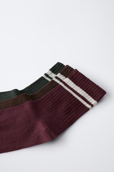 3-PACK OF LONG SOCKS WITH STRIPES - Brown by Zara - Image 1