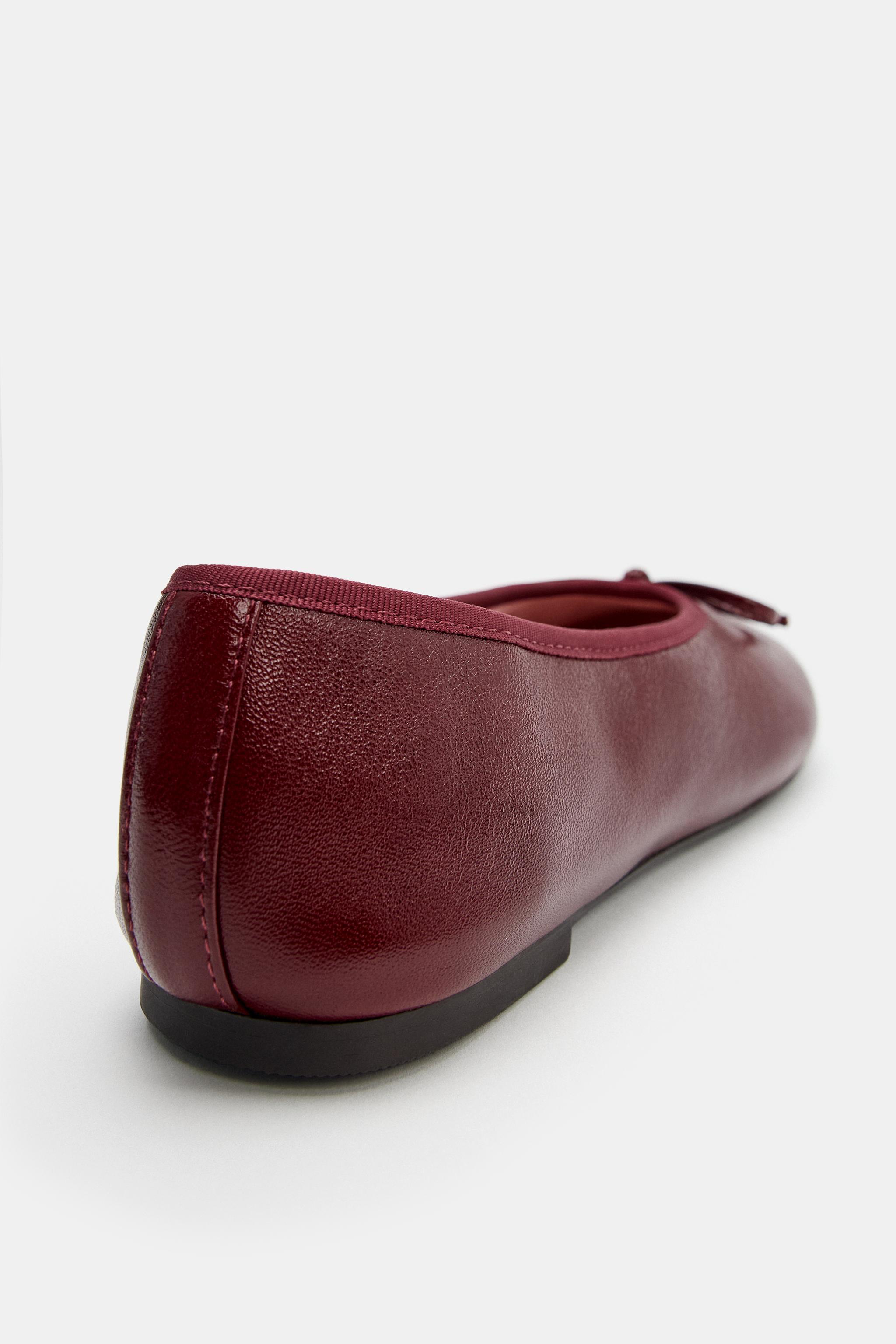 BALLERINE PLATE EN CUIR AVEC NŒUD