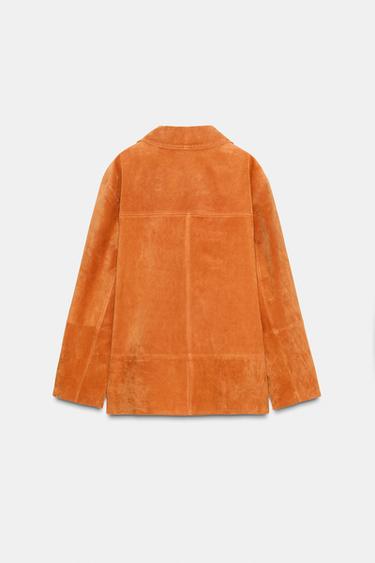 100% SUEDE LEATHER JACKET - Burnt orange by Zara - Image 4
