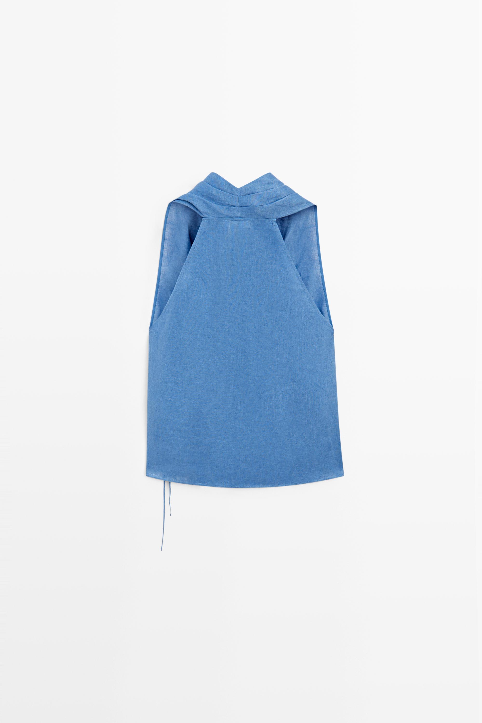 100% linen crossover halter top - 452 | ZARA United States