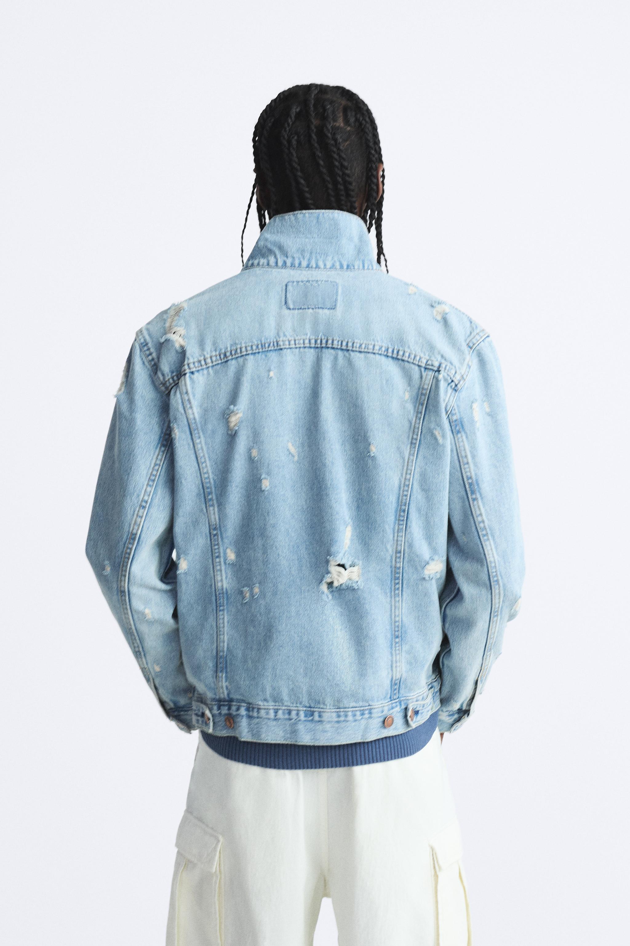 Ripped denim 2024 jacket zara