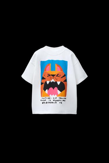 Zara TIGER PRINT T-SHIRT - White - Image 0