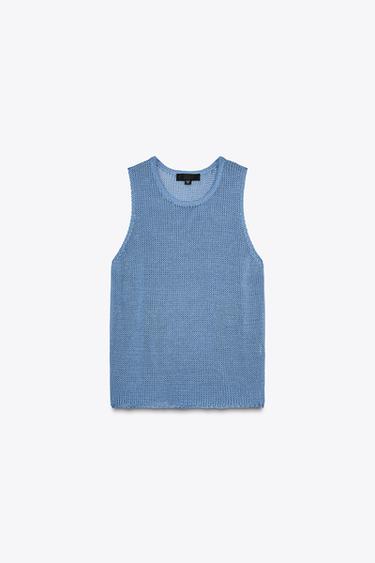 100% COTTON KNIT TOP - Blue by Zara