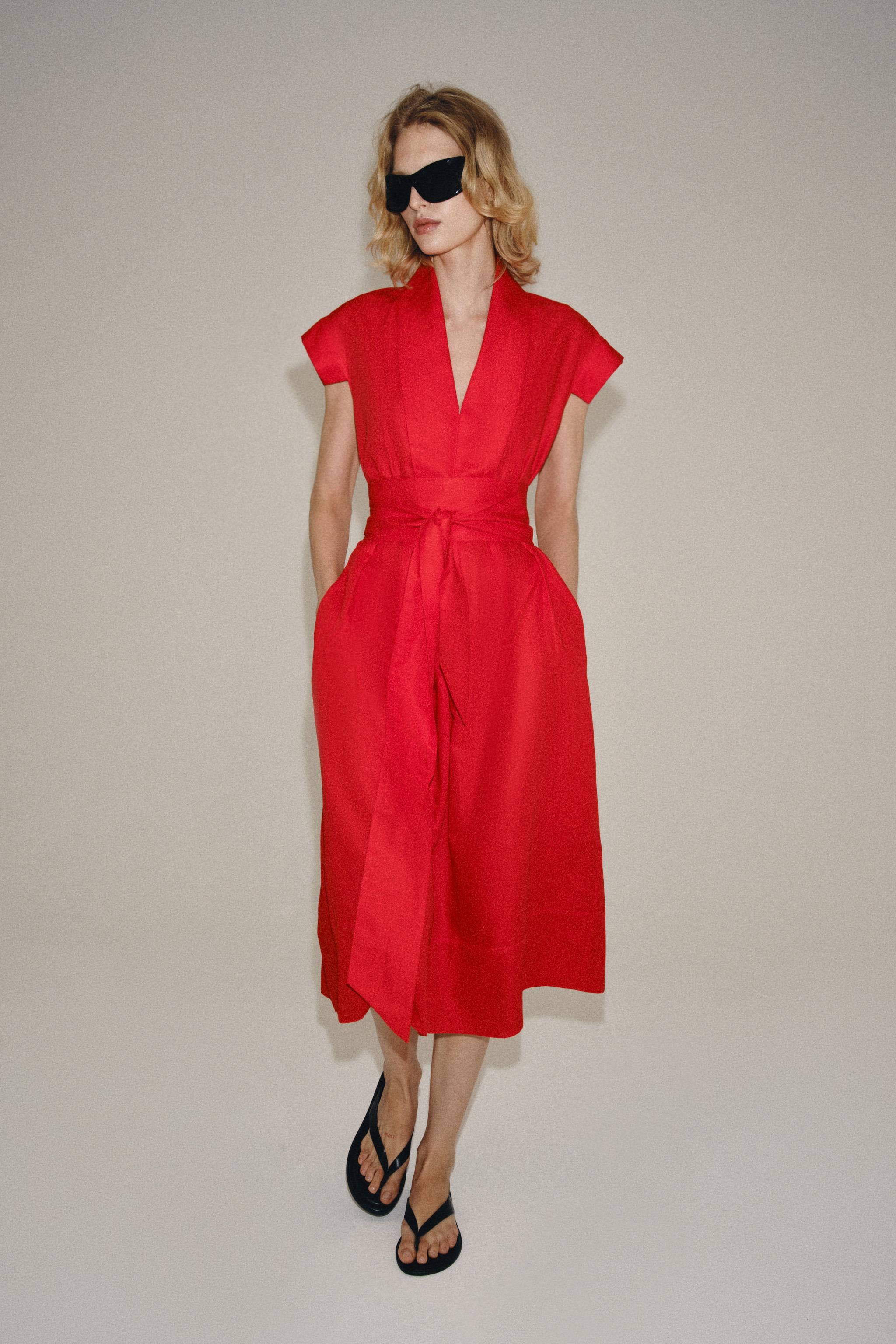 Женские платья Zara ZW COLLECTION MIDI LINEN DRESS