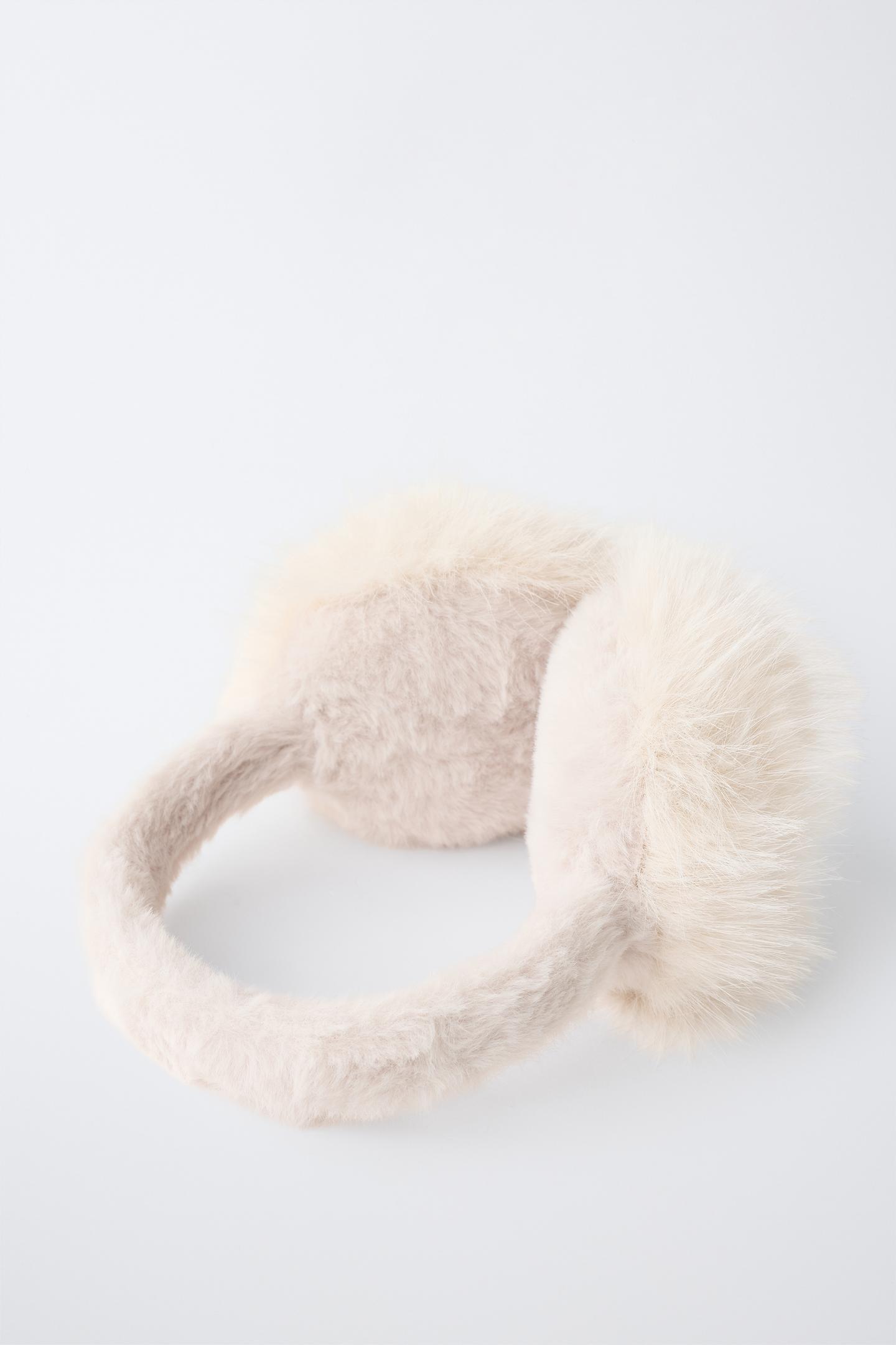 Детские головные уборы Zara Foldable Faux Fur Earmuffs, цвет: Бежевый — фото 3