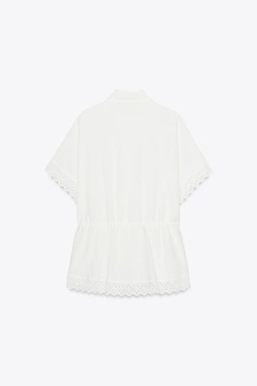 RAMIE SHIRT WITH LACE TRIM - Oyster-white by Zara - Image 3