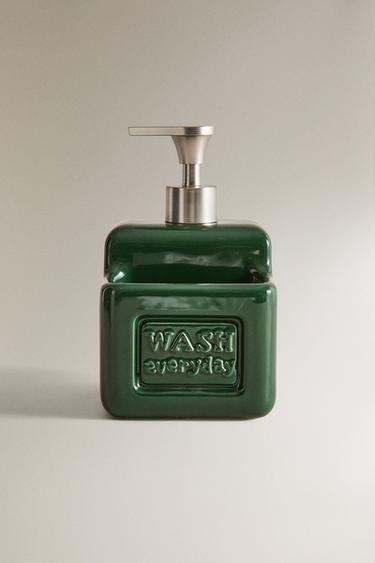 Zara WASHING-UP LIQUID DISPENSER WITH CONTAINER - Mid-green - Image 0