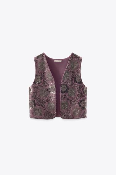 GILET BRODÉ AVEC FANTAISIE - Violet de Zara - Image 3