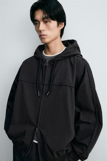 Zara 寬鬆版科技外套 - 黑色