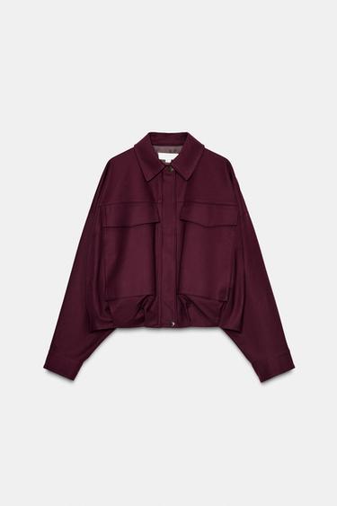 BOMBERJACKE MIT GROSSEN TASCHEN - Burgundrot von Zara